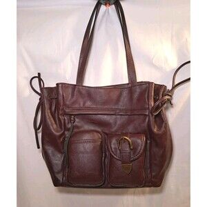 Frye & Company Callaway Tote Shoulder Bag Handbag Purse Burgundy Faux Leather